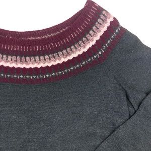 St. John Fair isle knit wool blend sweater gray
